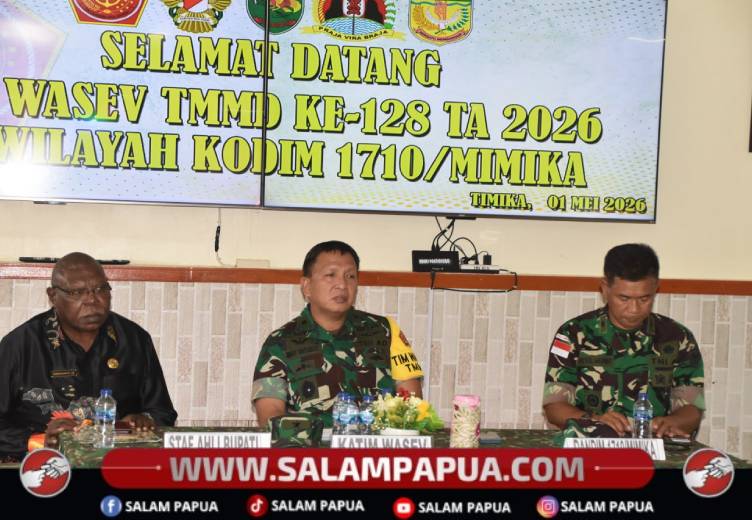 Tim Wasev Terima Paparan Progres TMMD Ke-128 Kodim 1710/Mimika Di Kampung Keakwa