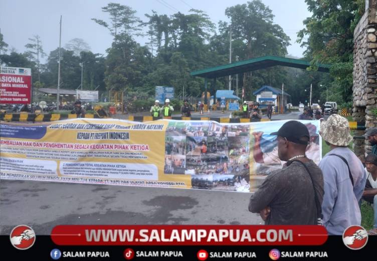 Tuntutan Pengelolaan Besi Scrap PTFI, Masyarakat Pemilik Hak Ulayat Blokade Check Point Kuala Kencana