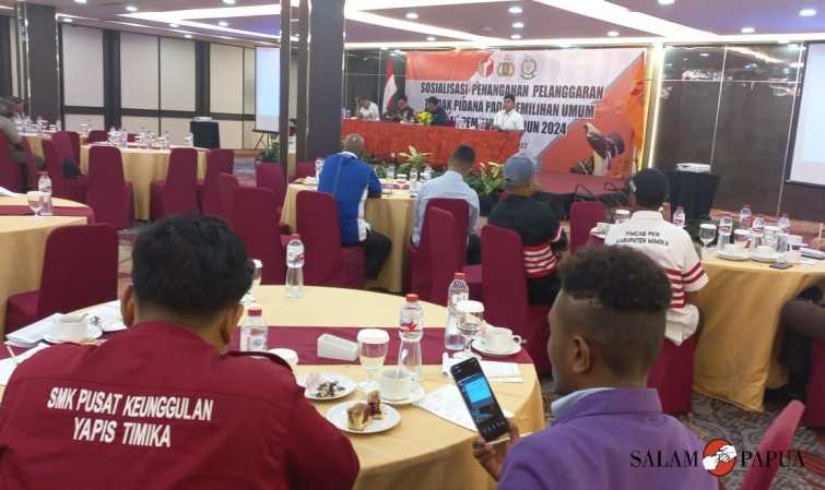HADIR DI MIMIKA, GAKKUMDU PAPUA GELAR SOSIALISASI PENANGANAN PELANGGARAN TINDAK PIDANA PEMILU 2024