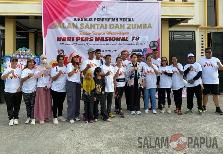 Rayakan HPN Ke-78, Jurnalis Perempuan Mimika Gelar Jalan Santai Dan Zumba