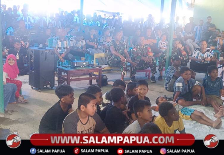 Tumbuhkan Semangat Kebersamaan, Kodim 1710/Mimika Kembali Gelar Nobar Piala Dunia Bersama Masyarakat