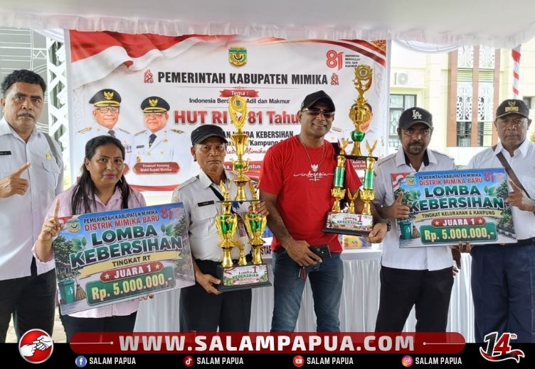 Kelurahan Wanagon Dan RT 17 Juara 1 Lomba Kebersihan Distrik Mimika Baru