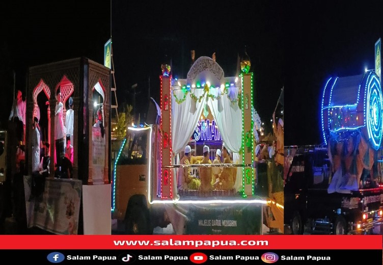 Meski Hujan, Pawai Takbiran Idul Fitri 1445 H Di Timika Tetap Berlangsung Damai
