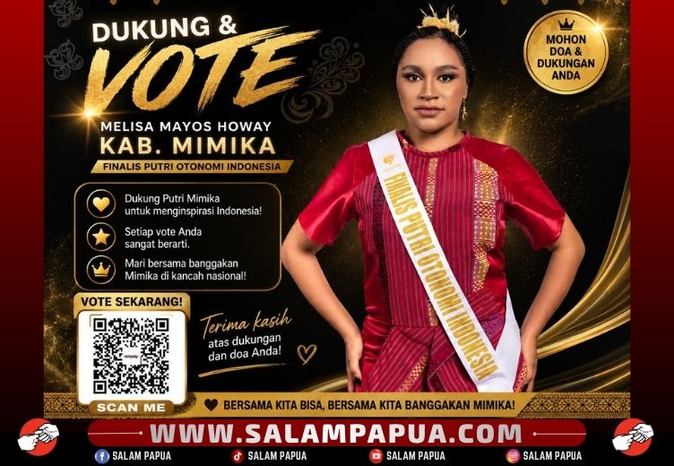 Melisa Mayos Howay Masuk Grand Final Putri Otonomi 2026, Disbudparekraf Mimika Minta Dukungan Warga