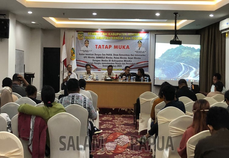 Kesbangpol, Kominfo, KPU, Bawaslu, Polres Dan Kejari Mimika Tatap Muka Bersama Insan Pers Sukseskan Pemilu 2024