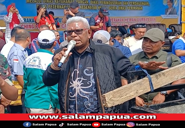 Bupati Mimika John Rettob Serahkan Bantuan Hewan Kurban Untuk Hari Raya Idul Adha 2024
