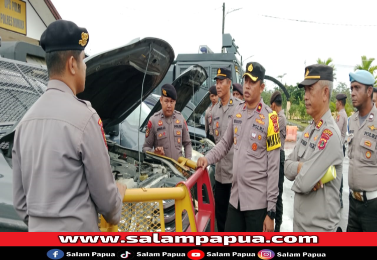 Jelang Pilkada, Polres Mimika Cek Kondisi Kendaraan Dinas