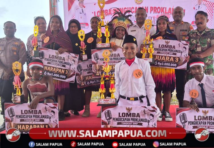 Tanamkan Nilai Pancasila, Pemerintah Distrik Kwamki Narama Gelar Lomba Pengucapan Proklamasi Antar Pelajar